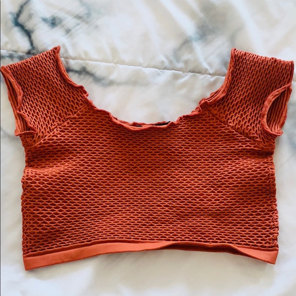 Forever21 Burnt Orange Off The Shoulder Crop Top